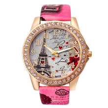 Load image into Gallery viewer, Leather Eiffel Tower Pattern Analog Quartz