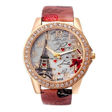 Load image into Gallery viewer, Leather Eiffel Tower Pattern Analog Quartz