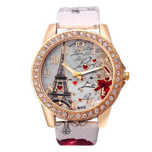 Load image into Gallery viewer, Leather Eiffel Tower Pattern Analog Quartz